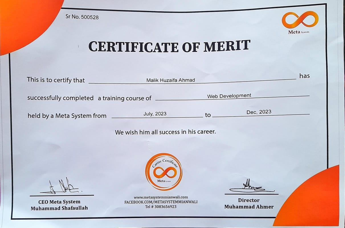 Meta System Certificate